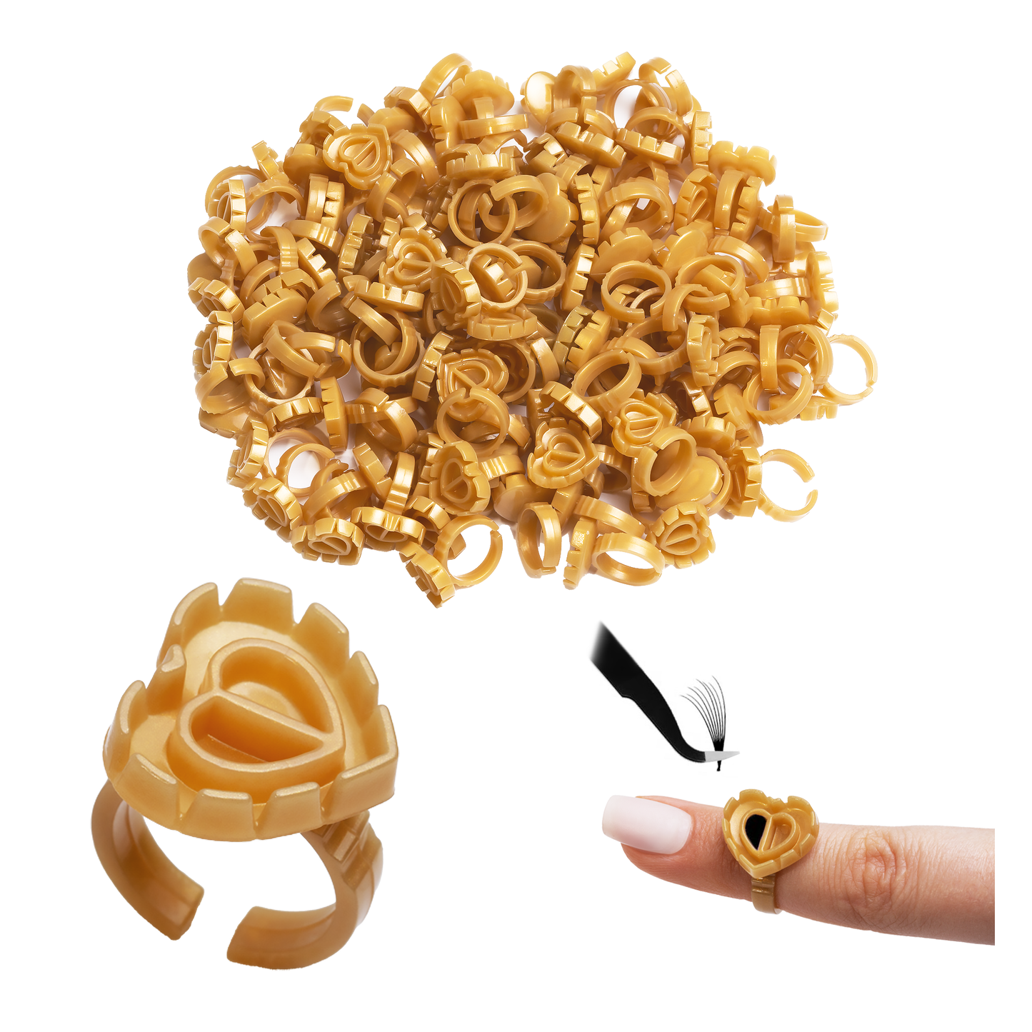 Gold Heart Glue Rings